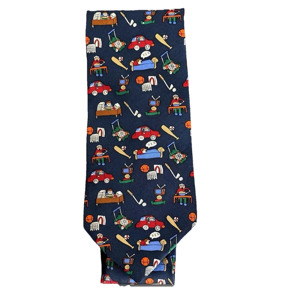 Save the Children Artwork 100% Silk Neck Tie‎ Navy Blue Vintage